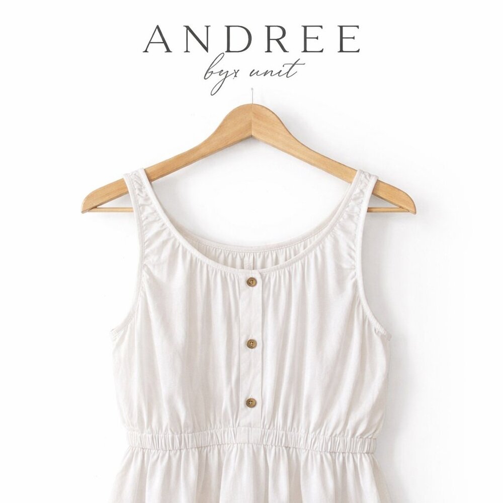 Andree by Unit White Peplum Tank Top Large Sleeveless Button Front Flowy Boho